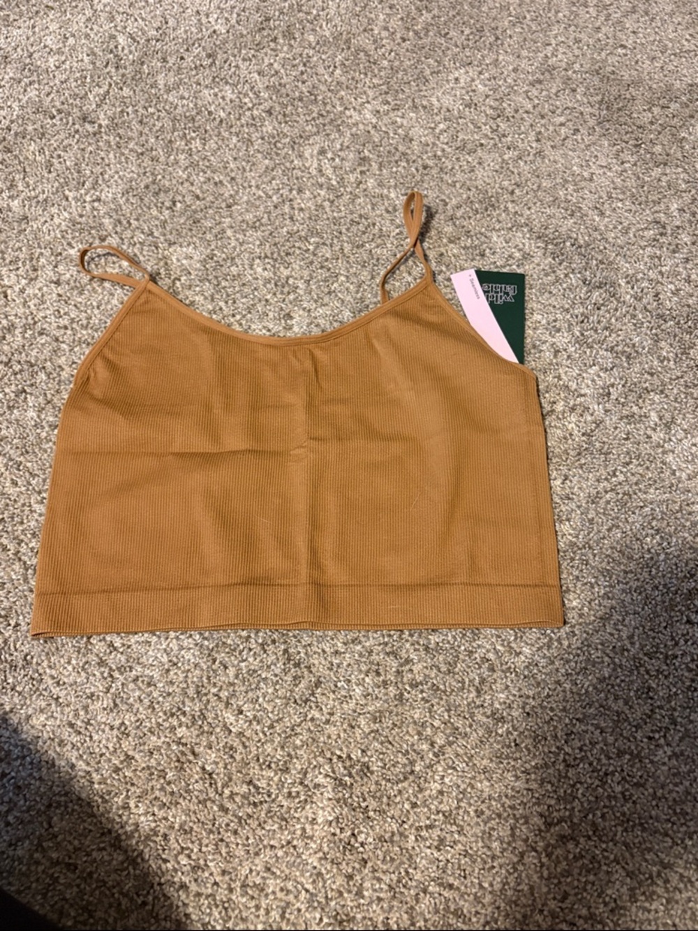 wild fable Ribbed Crop Tank Top in Camel Brown